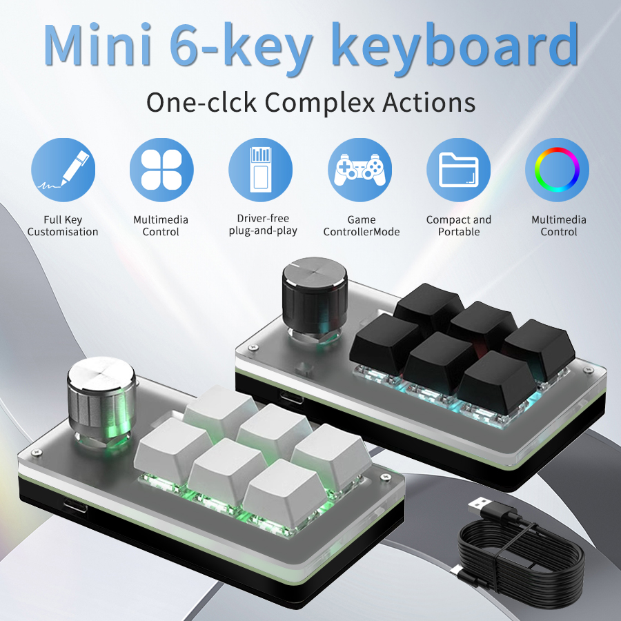 Elgato Stream Deck - 6 キー 1 ノブ RGB プログラミングマクロゲーミングノブキーパッドミニカスタムプログラミングキーボード