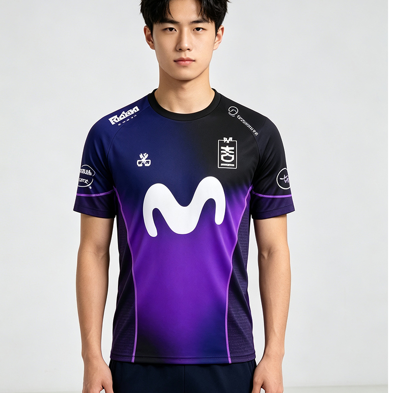 Esports Gaming Teams - 新しい人気のeスポーツ競技用チームユニフォーム男性用女性用パープルブラックグラデーションTシャツはゲーミング愛好家限定です