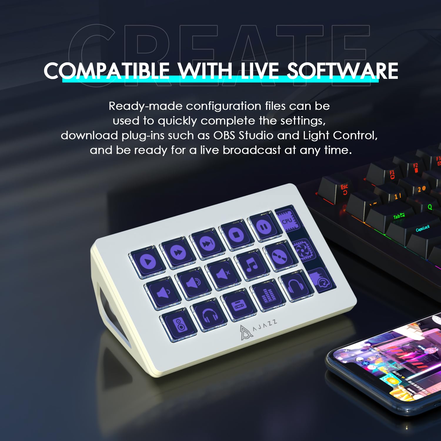 Elgato Stream Deck - Atten shark x ajazz akp153ストリームデッキ,15のカスタマイズ可能なボタンを備えたストリームデッキ,ストリームデッキ,多用途のサイドスクリーン