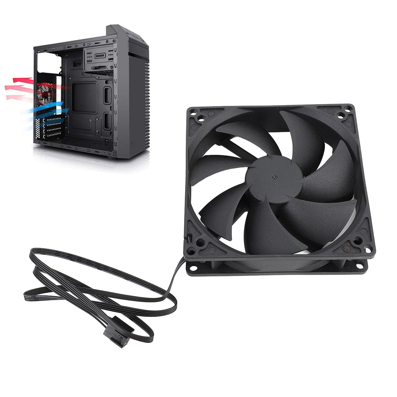Esports Gaming Fan - 100mm PC PWM ケースファン 100mm デュアルボールインテリジェント温度制御