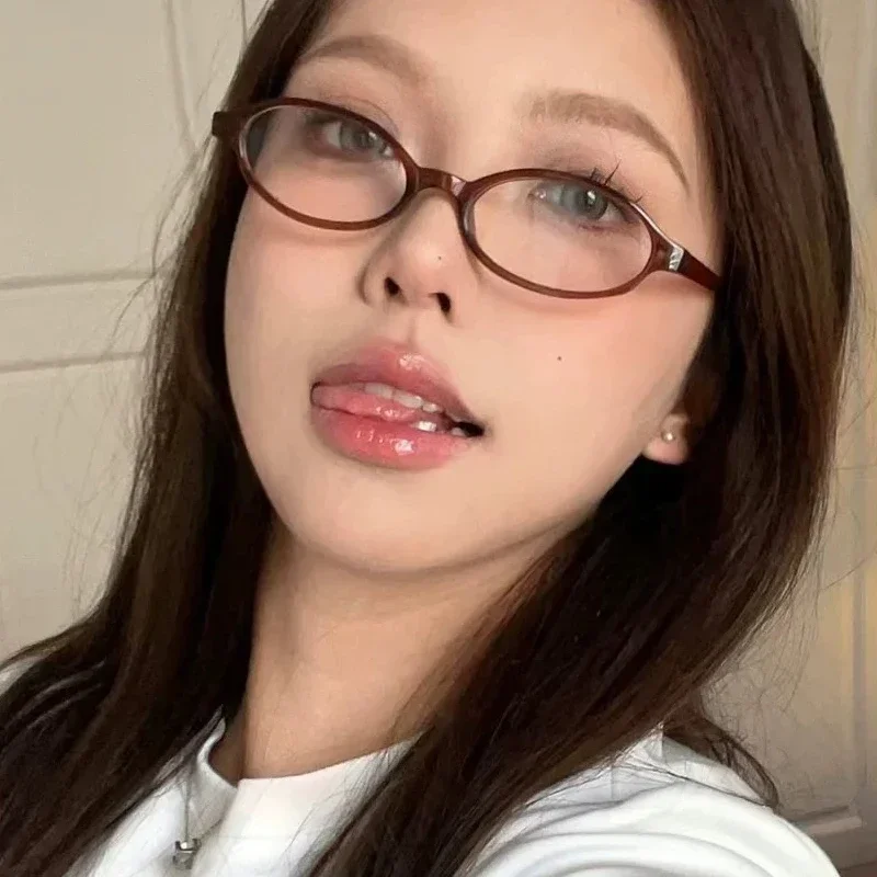 Gaming Glasses Blue - 女性 Y2K レトロオーバルメガネ小さなフレーム眼鏡ブルーライト遮断眼鏡女性コンピュータ読書光学眼鏡 Óculos