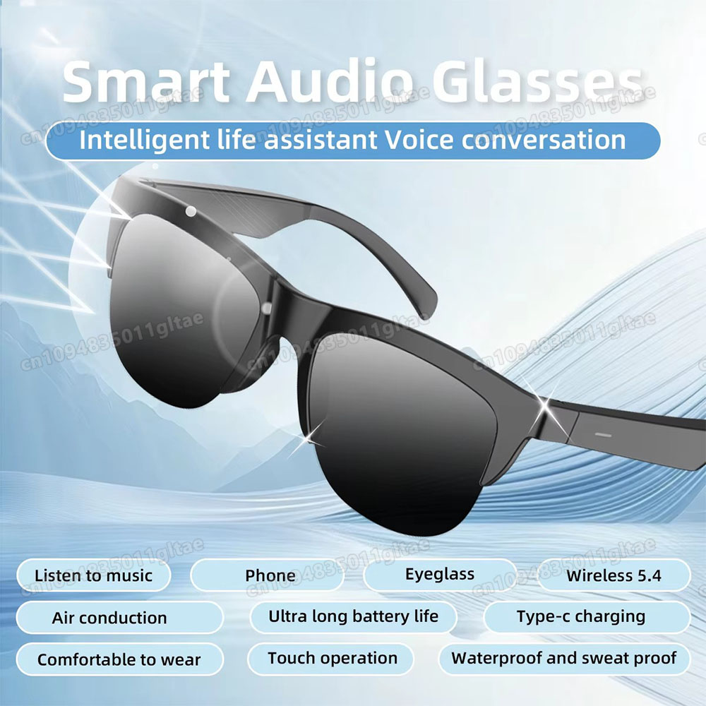 Gaming Glasses Blue - 新型カメラ制御スマートグラス2026ミュージックサングラスヘッドホンワイヤレスBluetooth通話ヘッドセットHIFIオーディオグラスAndroid対応