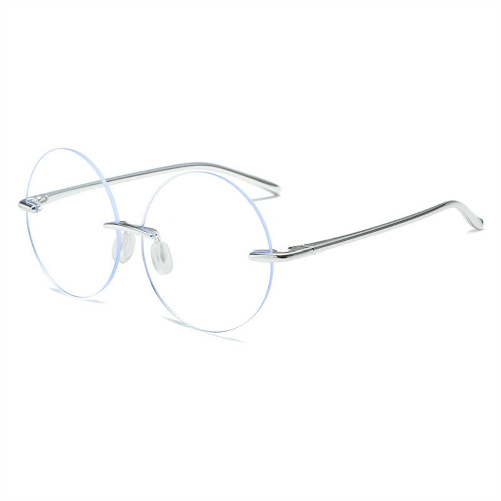 Gaming Glasses Blue - ダイヤモンドカットリムレス抗紫外線ブルーレイメガネ高精細ラウンドフレームコンピュータゴーグル超軽量眼鏡女性男性