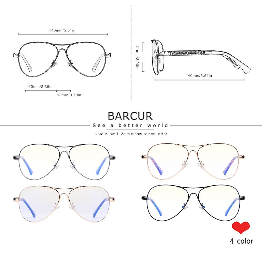 BARCUR 抗青色光遮断メガネコンピュータガラスメモリ光学 - Gaming Glasses Blue のレビューと価格