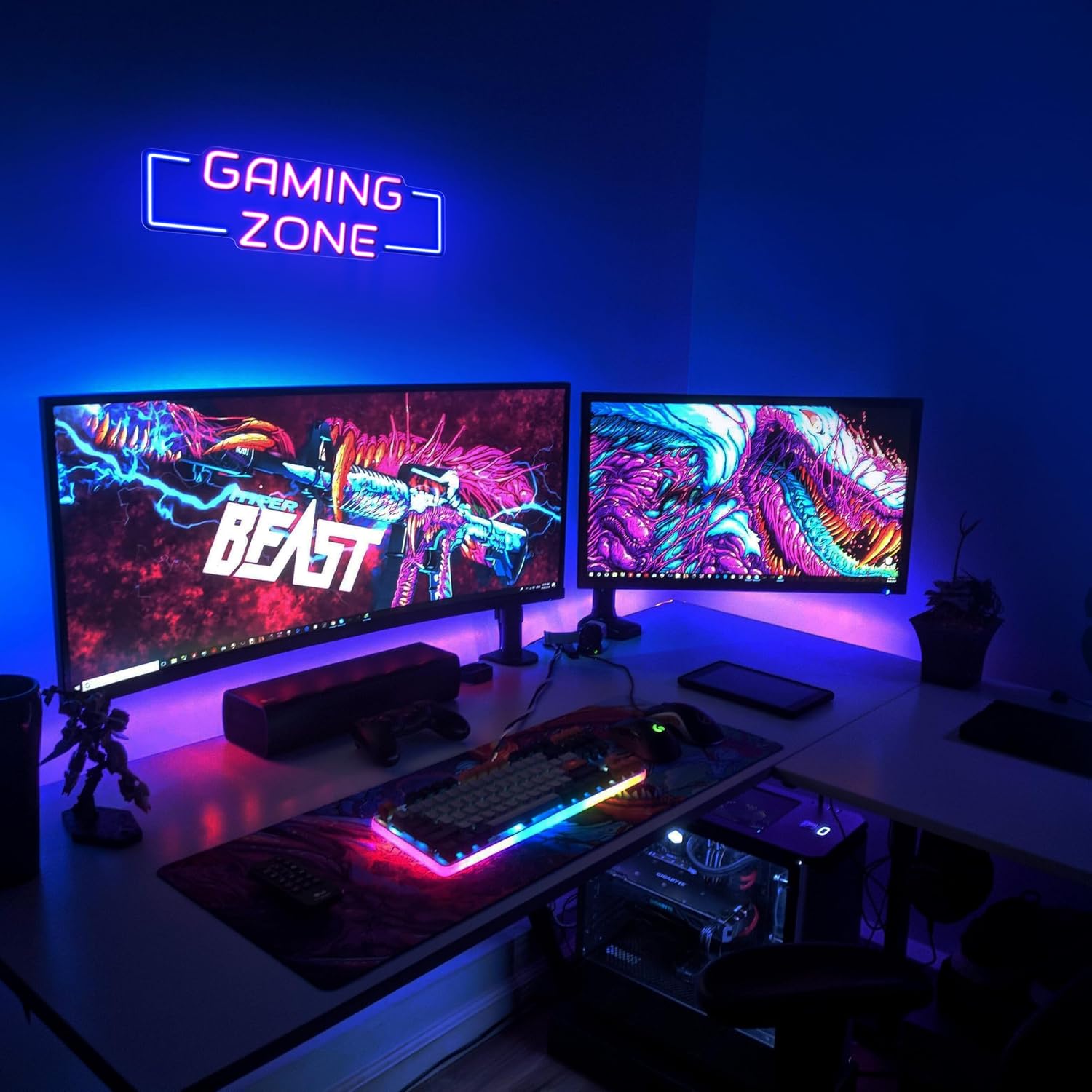 ゲーミングゾーンネオンサインUSB LEDネオンライト壁飾り - Esports Gaming Room のレビューと価格
