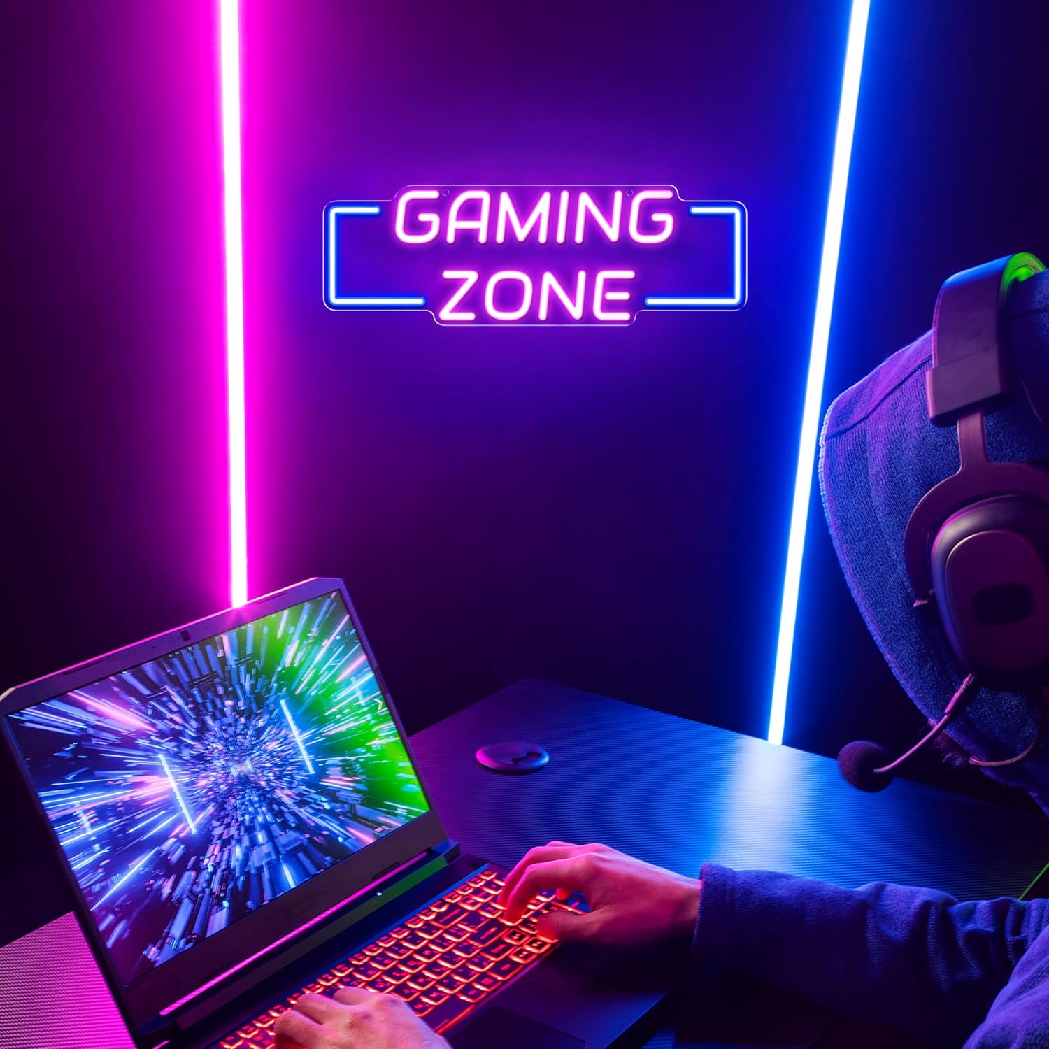 ゲーミングゾーンネオンサインUSB LEDネオンライト壁飾り - Esports Gaming Room のレビューと価格