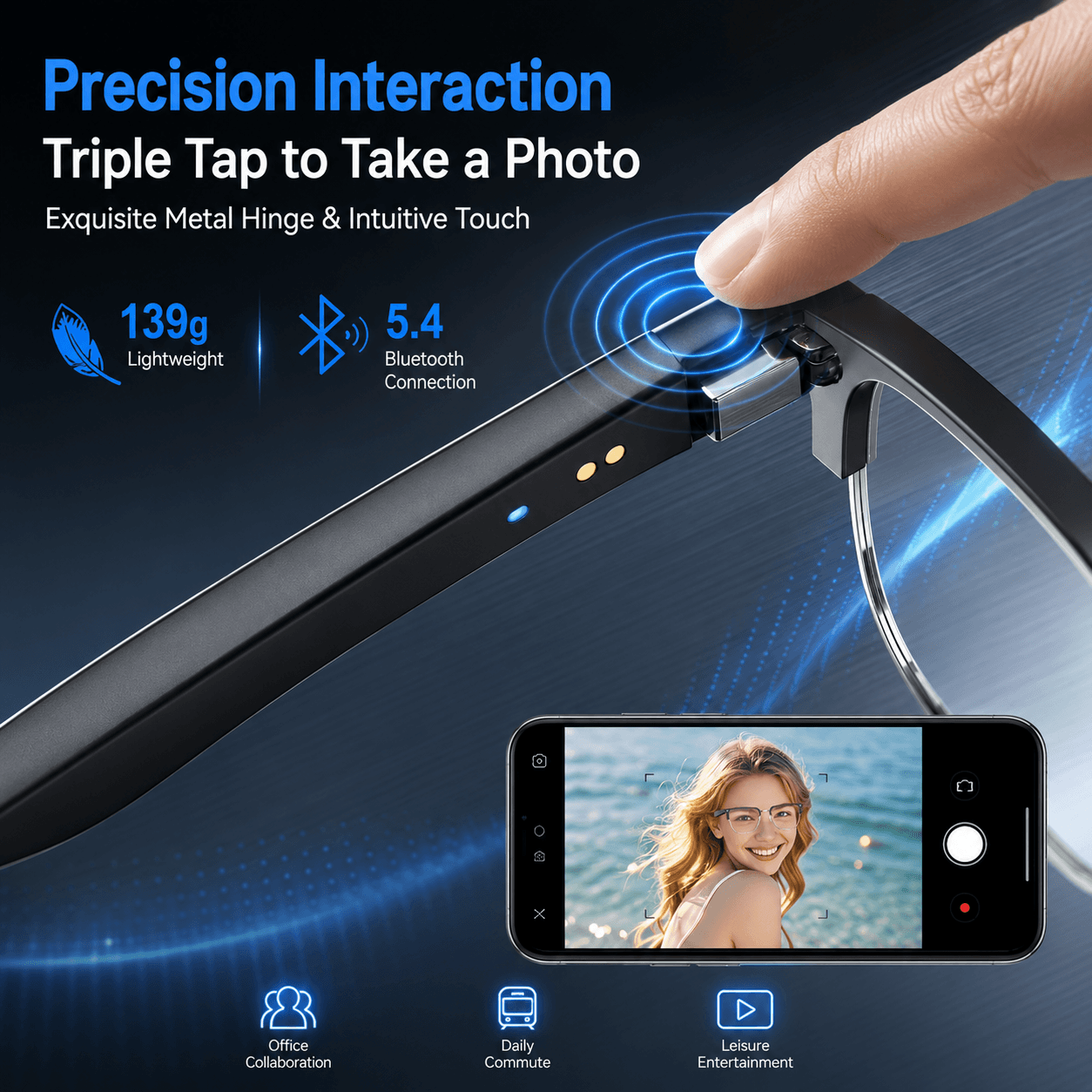 AIMB V2 スマート Bluetooth メガネ ブルー - Gaming Glasses Blue のレビューと価格