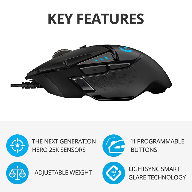 Logitech-G502heroマスター有線ゲーミングマウ - Esports Gaming Mouse Weight Adjustable のレビューと価格