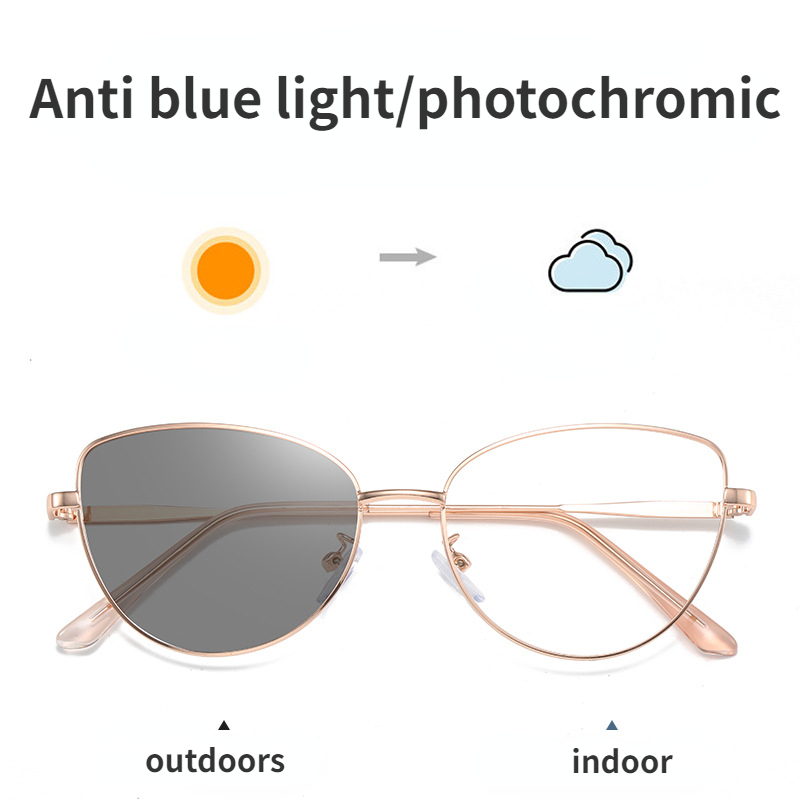 フォトクロミックキャットアイグラス,レトロメタルフレーム,ア - Gaming Glasses Blue のレビューと価格