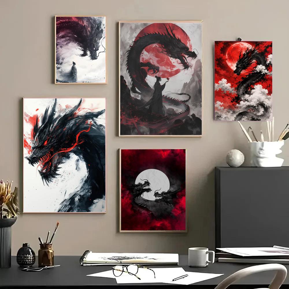 ブラックドラゴンポスター防水ステッカー絵画ゲームルーム&Eス - Esports Gaming Room のレビューと価格