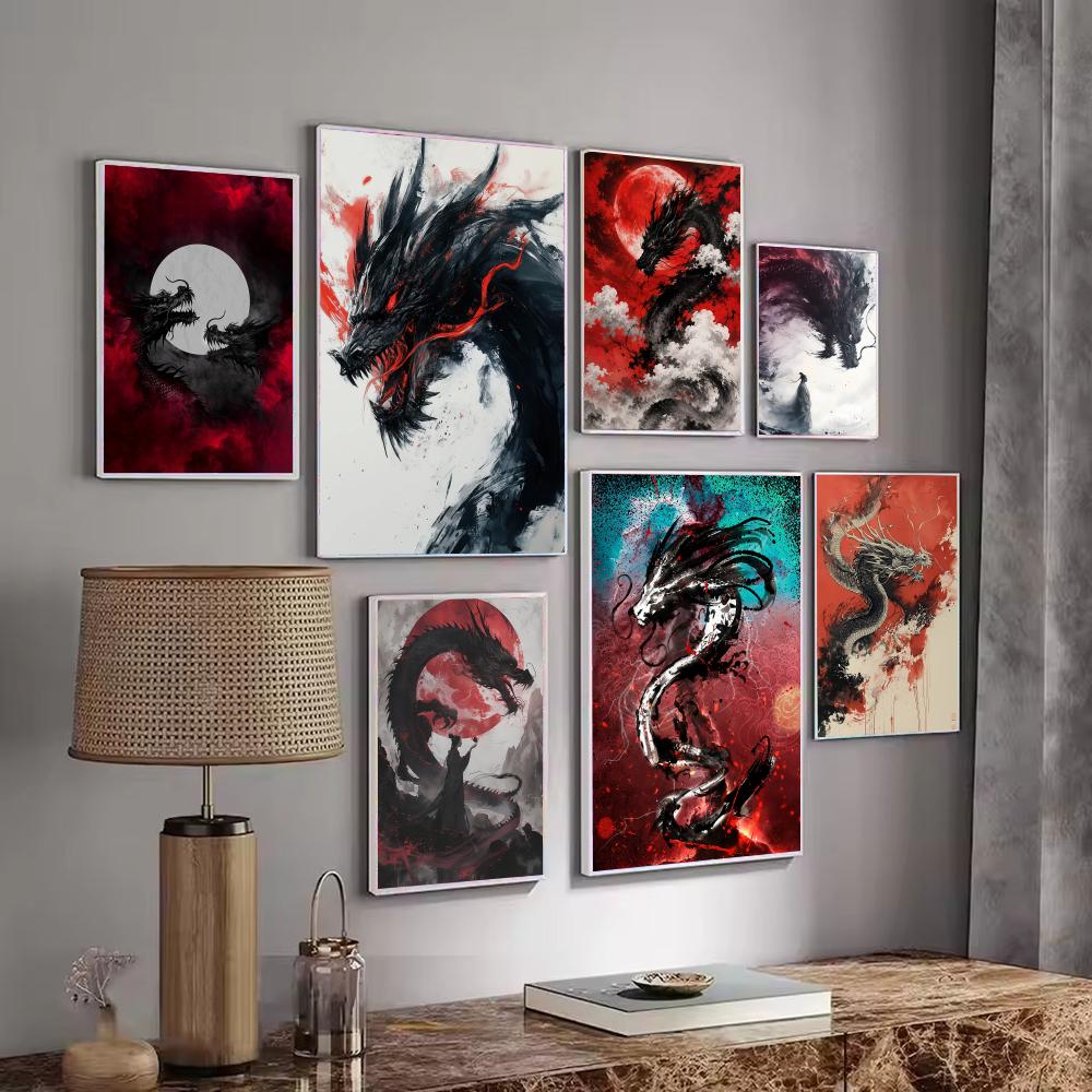 ブラックドラゴンポスター防水ステッカー絵画ゲームルーム&Eス - Esports Gaming Room のレビューと価格