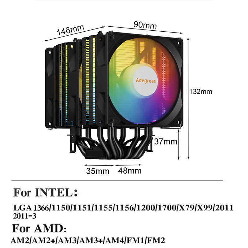 CPU空冷クーラー AM4 6ヒートパイプ PCプロセッサー - Esports Gaming Fan のレビューと価格